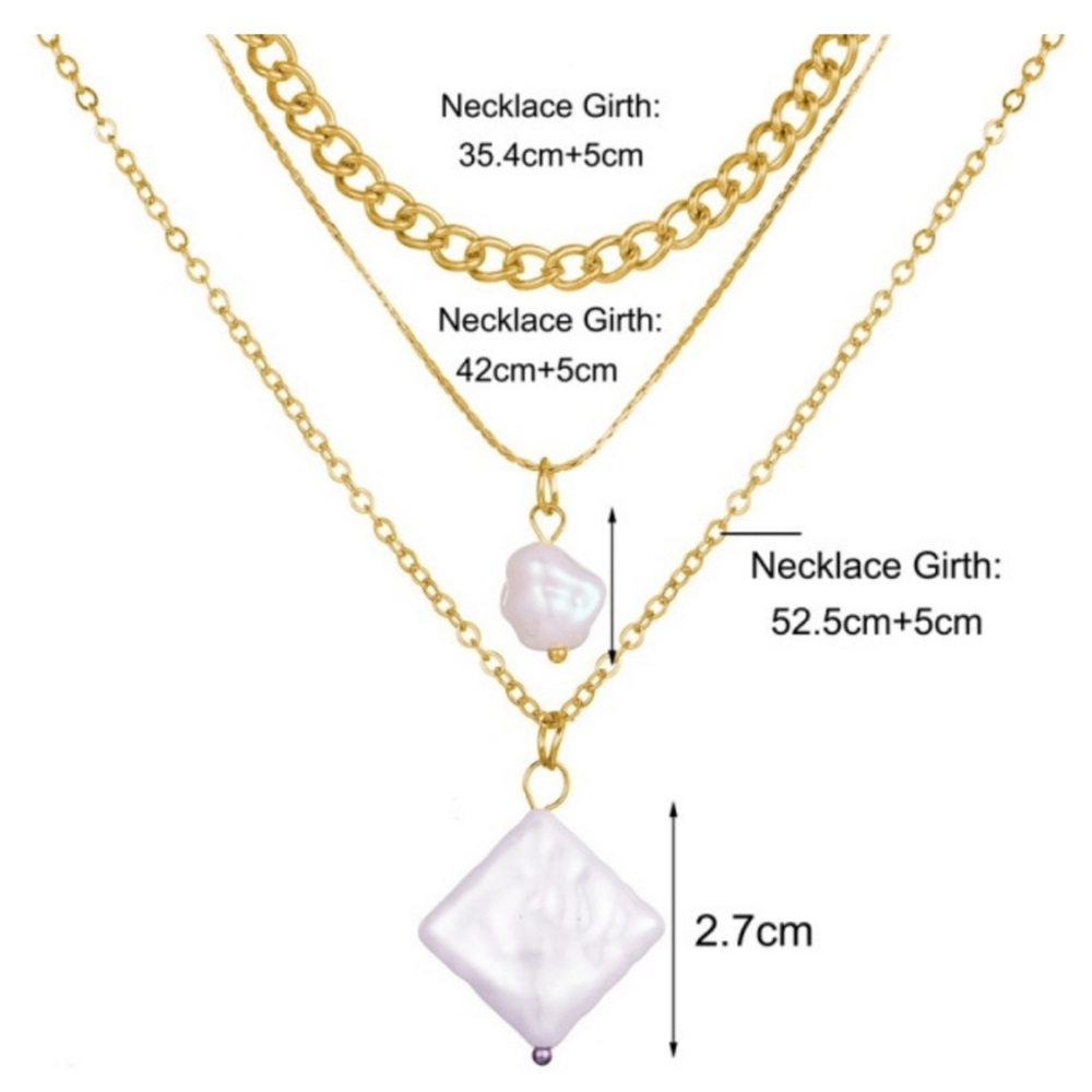 3/$12 NIP Elegant Gold Layered Faux [Pearl Like] Stone Necklace Set - Picture 4 of 5